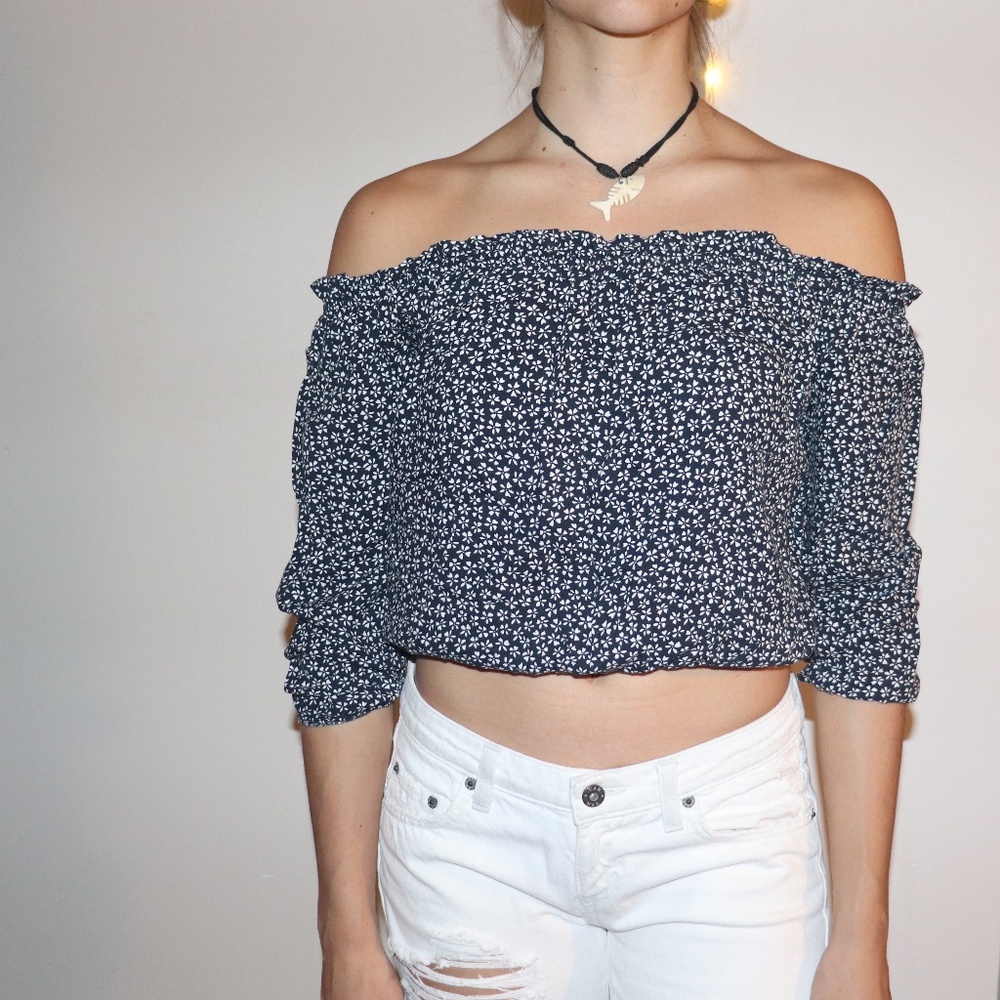 Brandy Melville Floral Off-the-Shoulder Top
